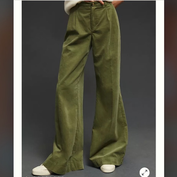 Anthropologie Pleated Wide-Leg Corduroy Trousers - Picture 2 of 15